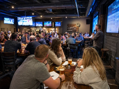 Teams participating in hosted trivia night